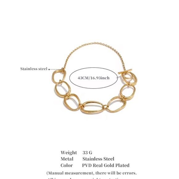 Modern Chunky Gold Chain Necklace – 16.9” Stainless Steel - Picture 12 of 17